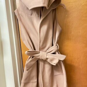 Source Unknown Sleeveless Hooded Belted Vest - Light Beige